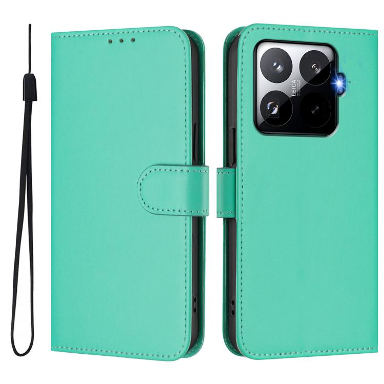 For Xiaomi 15T Pro 5G Skin Feel Solid Color Leather Phone Case with Lanyard