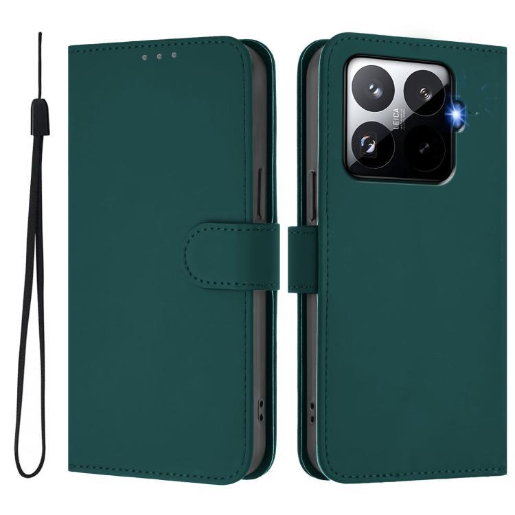 For Xiaomi 15T Pro 5G Skin Feel Solid Color Leather Phone Case with Lanyard
