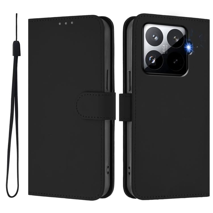 For Xiaomi 15T Pro 5G Skin Feel Solid Color Leather Phone Case with Lanyard