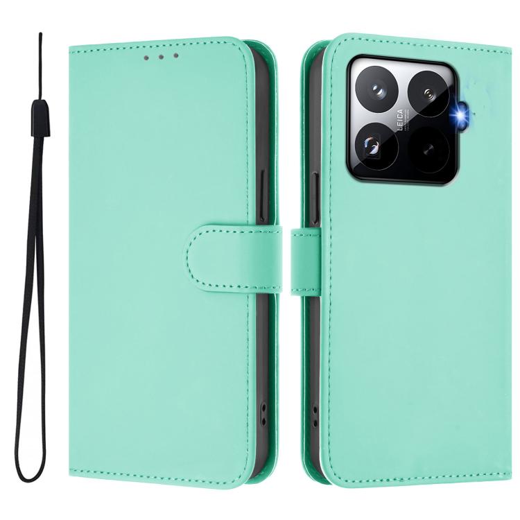 For Xiaomi 15T Pro 5G Skin Feel Solid Color Leather Phone Case with Lanyard