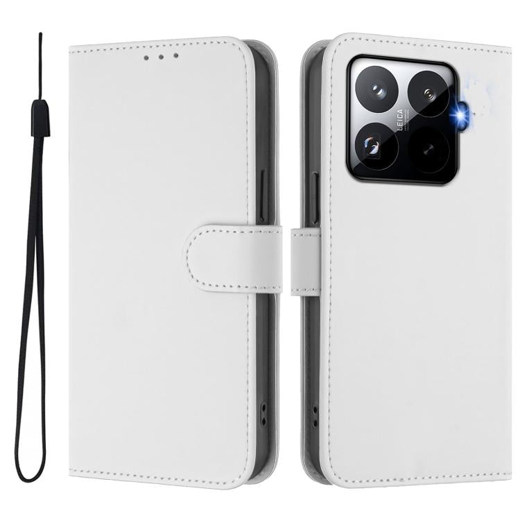 For Xiaomi 15T Pro 5G Skin Feel Solid Color Leather Phone Case with Lanyard