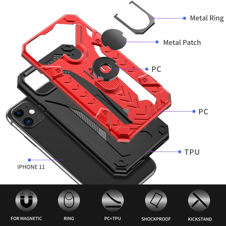 For iPhone 11 Armor Knight Series 2 in 1 PC + TPU Protective Case with Ring Holder
