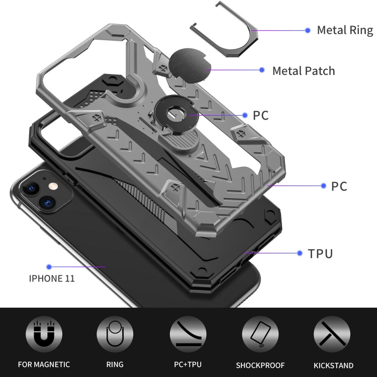 For iPhone 11 Armor Knight Series 2 in 1 PC + TPU Protective Case with Ring Holder