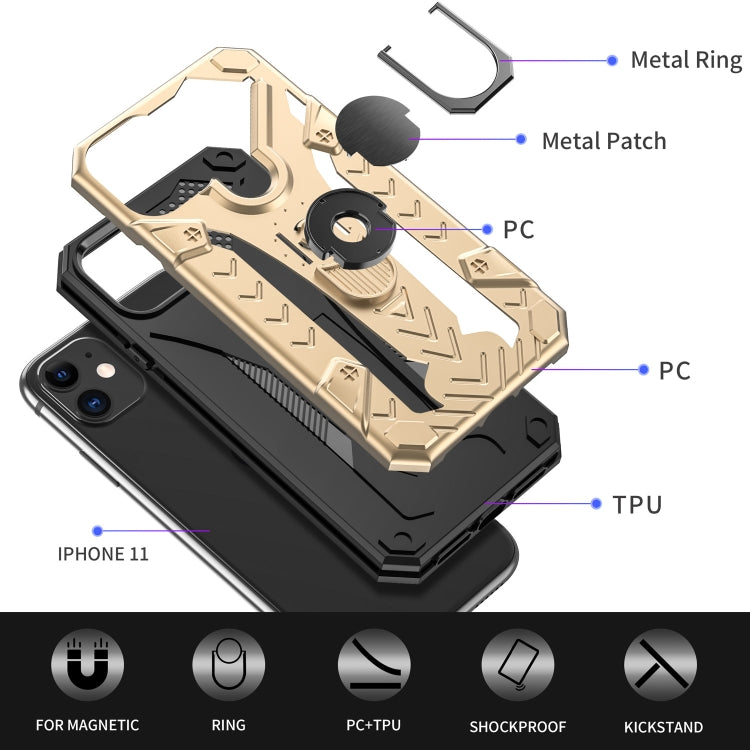 For iPhone 11 Armor Knight Series 2 in 1 PC + TPU Protective Case with Ring Holder