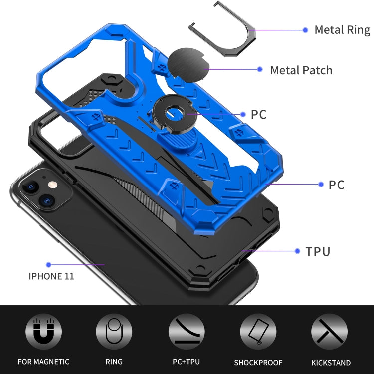 For iPhone 11 Armor Knight Series 2 in 1 PC + TPU Protective Case with Ring Holder