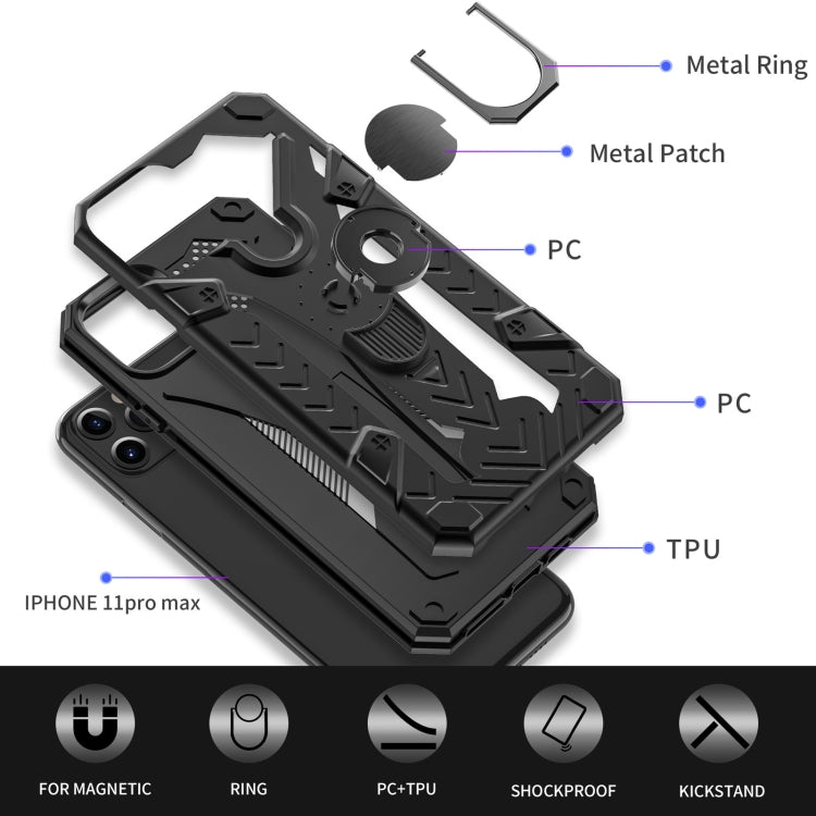 For iPhone 11 Pro Max Armor Knight Series 2 in 1 PC + TPU Protective Case with Ring Holder