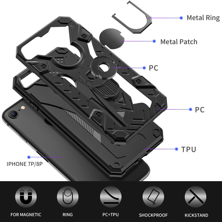 For iPhone SE 2022 / SE 2020 / 8 / 7 Armor Knight Series 2 in 1 PC + TPU Protective Case with Ring Holder