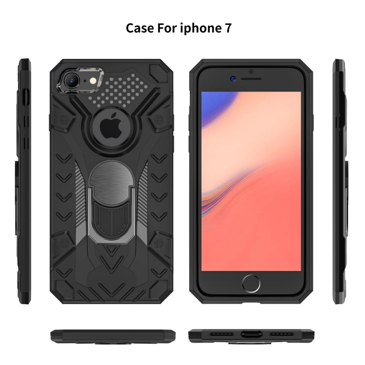 For iPhone SE 2022 / SE 2020 / 8 / 7 Armor Knight Series 2 in 1 PC + TPU Protective Case with Ring Holder