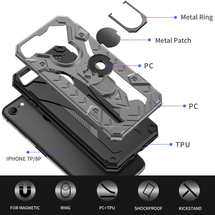 For iPhone SE 2022 / SE 2020 / 8 / 7 Armor Knight Series 2 in 1 PC + TPU Protective Case with Ring Holder