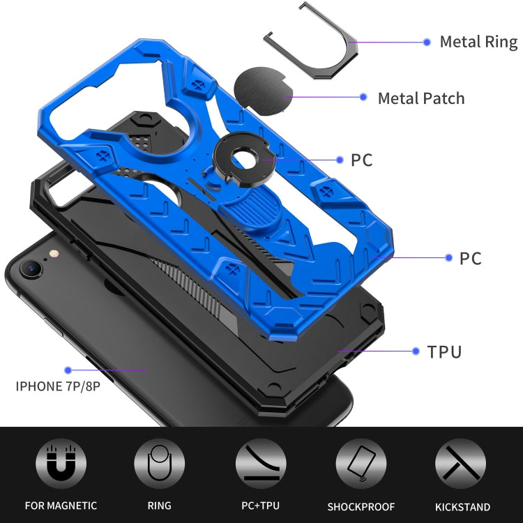 For iPhone SE 2022 / SE 2020 / 8 / 7 Armor Knight Series 2 in 1 PC + TPU Protective Case with Ring Holder