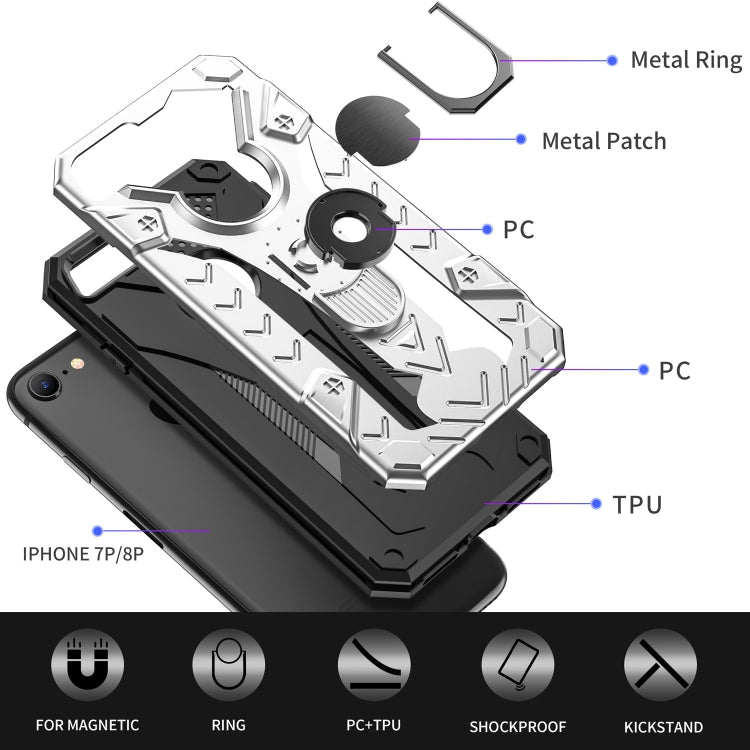For iPhone SE 2022 / SE 2020 / 8 / 7 Armor Knight Series 2 in 1 PC + TPU Protective Case with Ring Holder