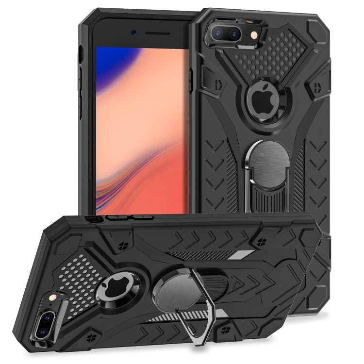 For iPhone 8 Plus & 7 Plus Armor Knight Series 2 in 1 PC + TPU Protective Case with Ring Holder