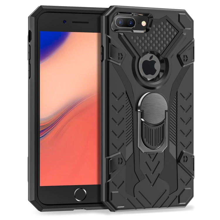 For iPhone 8 Plus & 7 Plus Armor Knight Series 2 in 1 PC + TPU Protective Case with Ring Holder