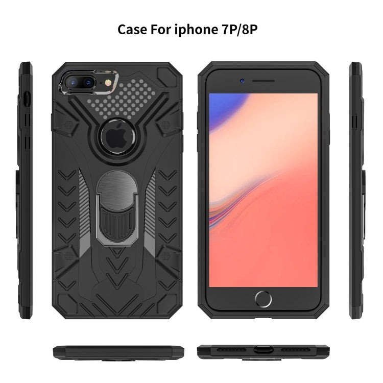 For iPhone 8 Plus & 7 Plus Armor Knight Series 2 in 1 PC + TPU Protective Case with Ring Holder