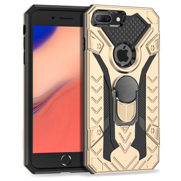 For iPhone 8 Plus & 7 Plus Armor Knight Series 2 in 1 PC + TPU Protective Case with Ring Holder