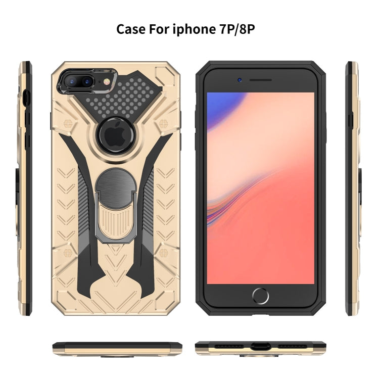 For iPhone 8 Plus & 7 Plus Armor Knight Series 2 in 1 PC + TPU Protective Case with Ring Holder