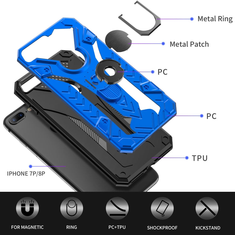 For iPhone 8 Plus & 7 Plus Armor Knight Series 2 in 1 PC + TPU Protective Case with Ring Holder