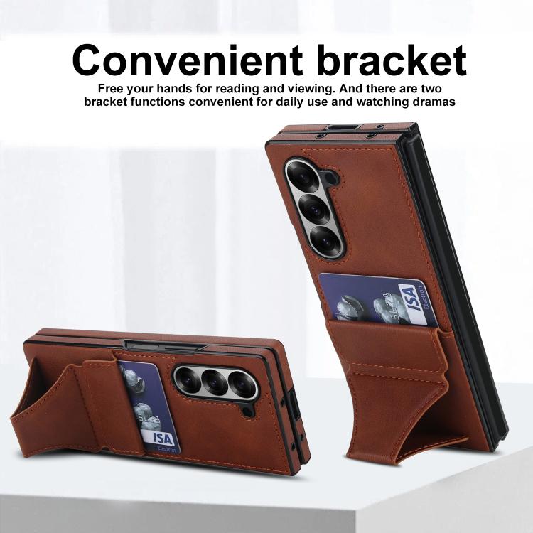 For Samsung Galaxy Z Fold5 Integrated Fold Holder Card Slot Phone Case