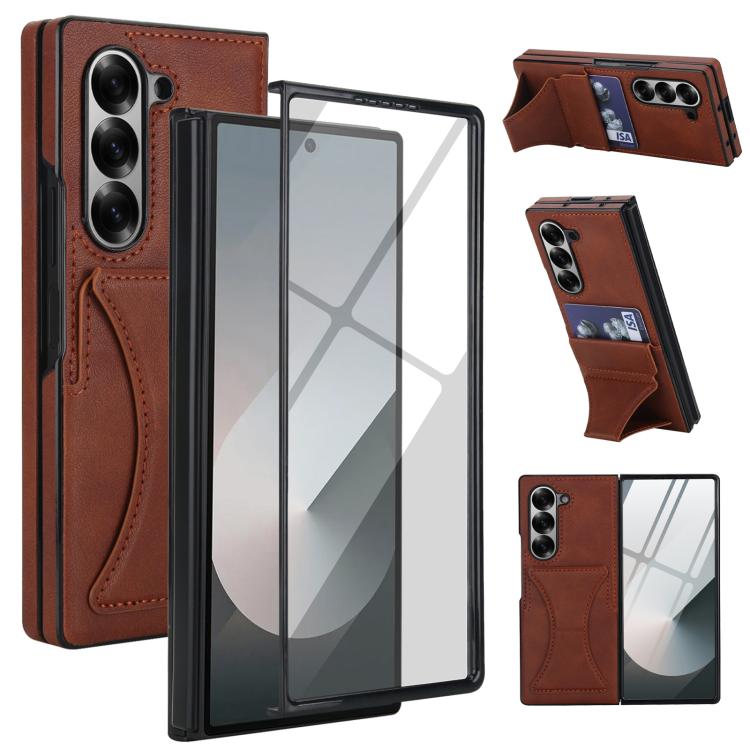 For Samsung Galaxy Z Fold6 Integrated Fold Holder Card Slot Phone Case