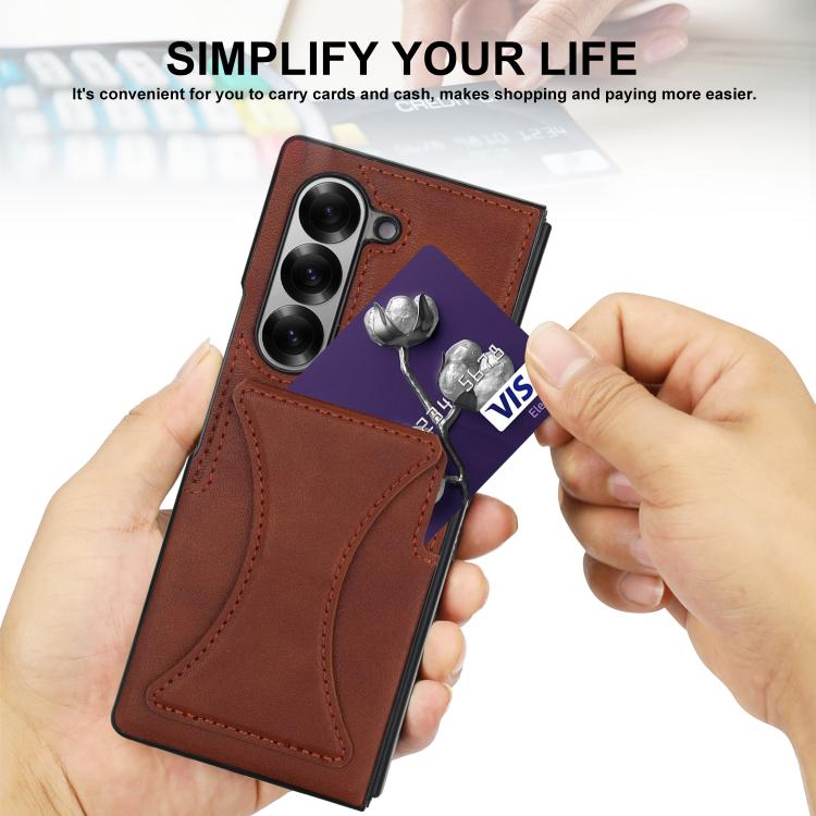 For Samsung Galaxy Z Fold6 Integrated Fold Holder Card Slot Phone Case
