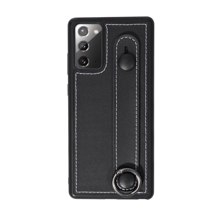 For Samsung Galaxy Note 20 Top Layer Cowhide Shockproof Protective Case with Wrist Strap Bracket