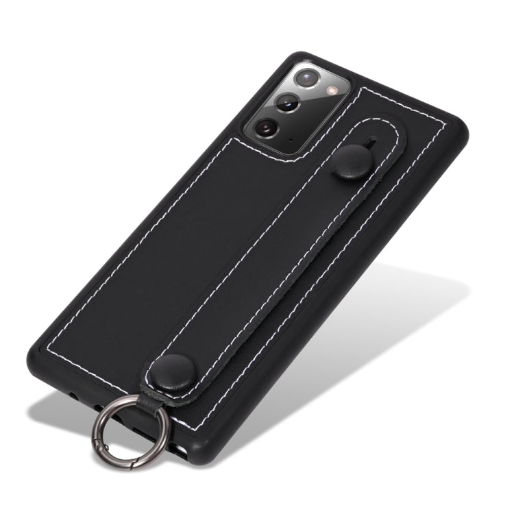 For Samsung Galaxy Note 20 Top Layer Cowhide Shockproof Protective Case with Wrist Strap Bracket