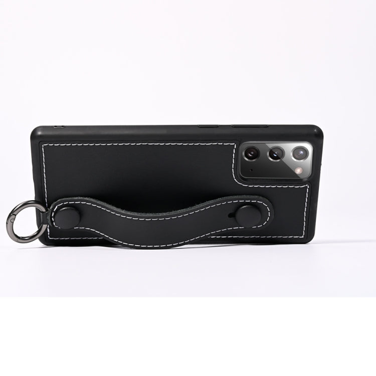 For Samsung Galaxy Note 20 Top Layer Cowhide Shockproof Protective Case with Wrist Strap Bracket