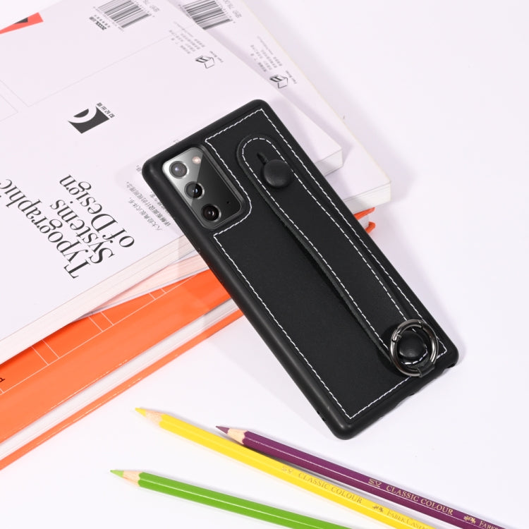 For Samsung Galaxy Note 20 Top Layer Cowhide Shockproof Protective Case with Wrist Strap Bracket
