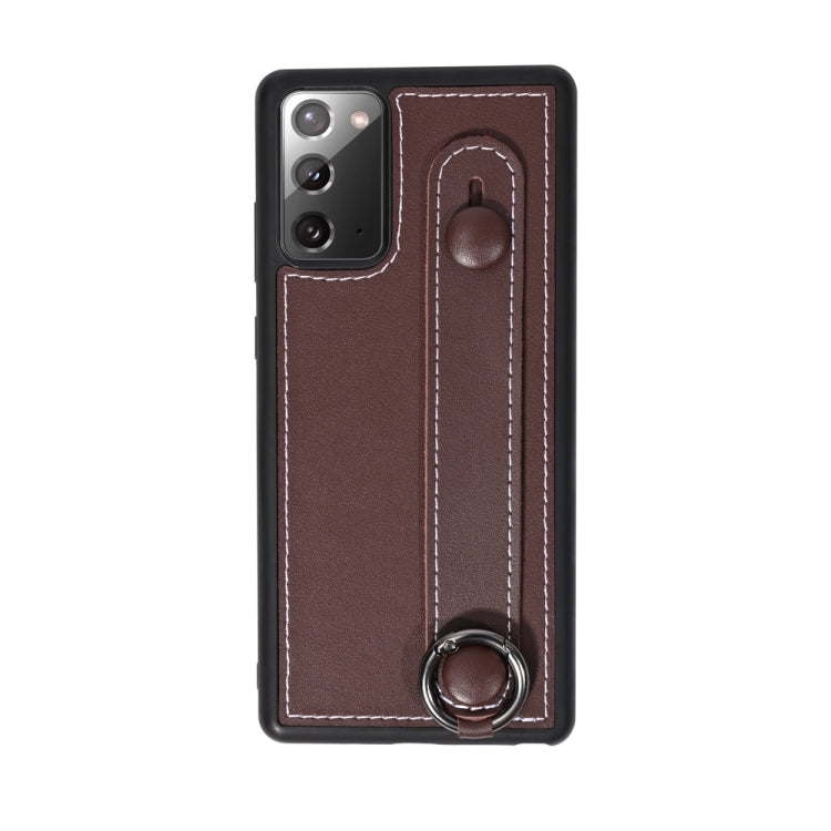 For Samsung Galaxy Note 20 Top Layer Cowhide Shockproof Protective Case with Wrist Strap Bracket