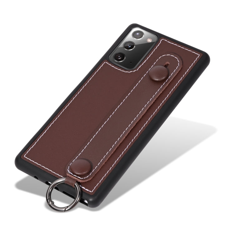 For Samsung Galaxy Note 20 Top Layer Cowhide Shockproof Protective Case with Wrist Strap Bracket