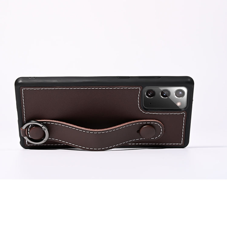 For Samsung Galaxy Note 20 Top Layer Cowhide Shockproof Protective Case with Wrist Strap Bracket