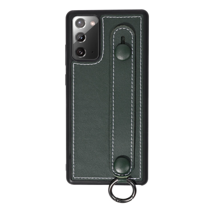 For Samsung Galaxy Note 20 Top Layer Cowhide Shockproof Protective Case with Wrist Strap Bracket