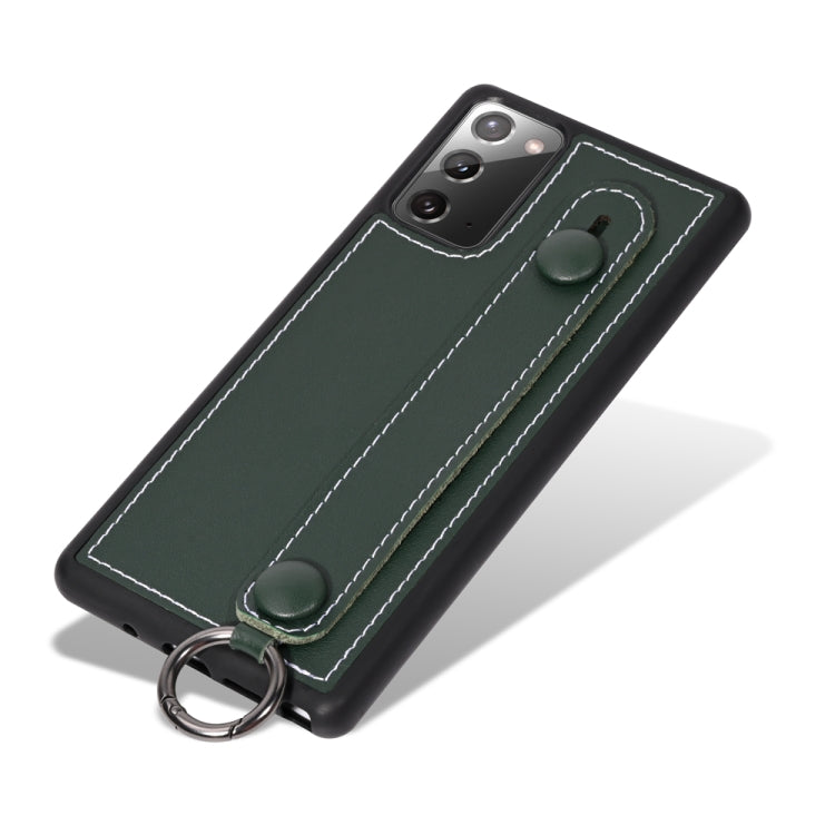 For Samsung Galaxy Note 20 Top Layer Cowhide Shockproof Protective Case with Wrist Strap Bracket