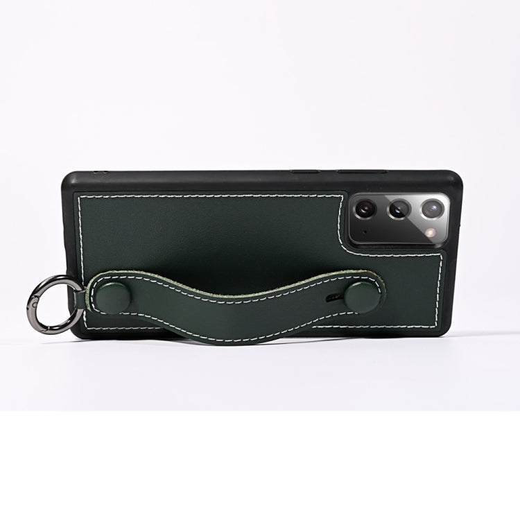 For Samsung Galaxy Note 20 Top Layer Cowhide Shockproof Protective Case with Wrist Strap Bracket
