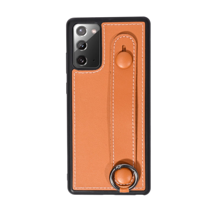 For Samsung Galaxy Note 20 Top Layer Cowhide Shockproof Protective Case with Wrist Strap Bracket