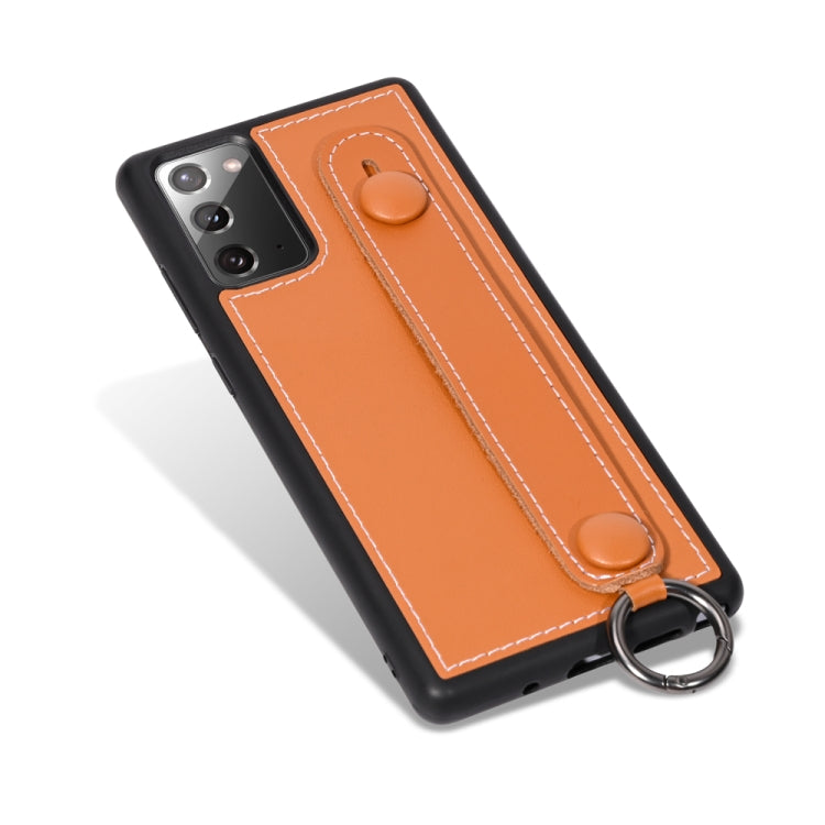 For Samsung Galaxy Note 20 Top Layer Cowhide Shockproof Protective Case with Wrist Strap Bracket