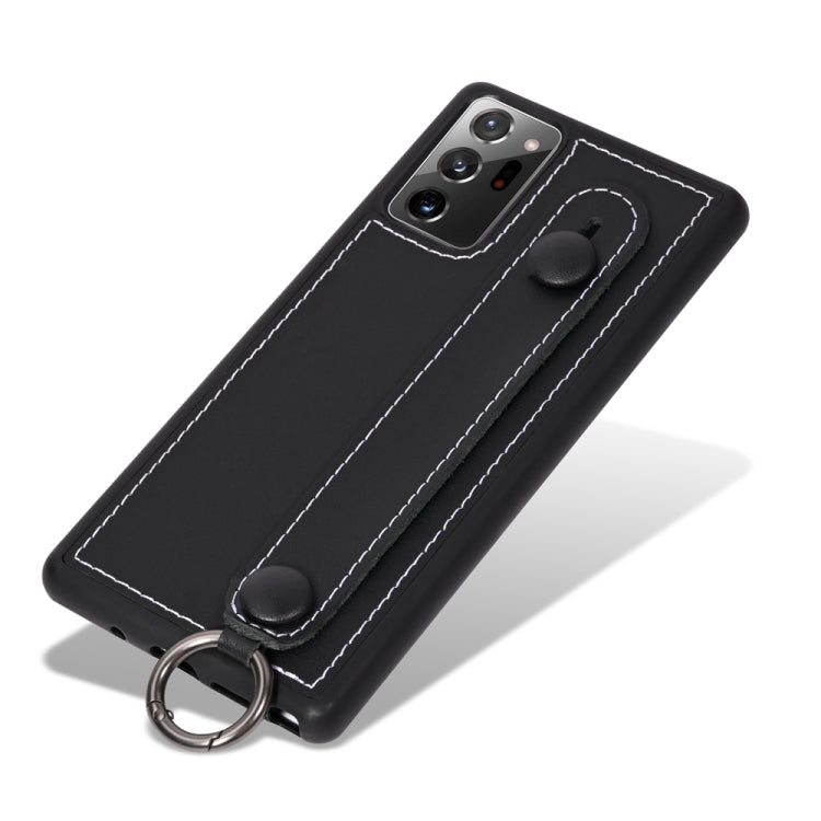 For Samsung Galaxy Note 20 Ultra Top Layer Cowhide Shockproof Protective Case with Wrist Strap Bracket