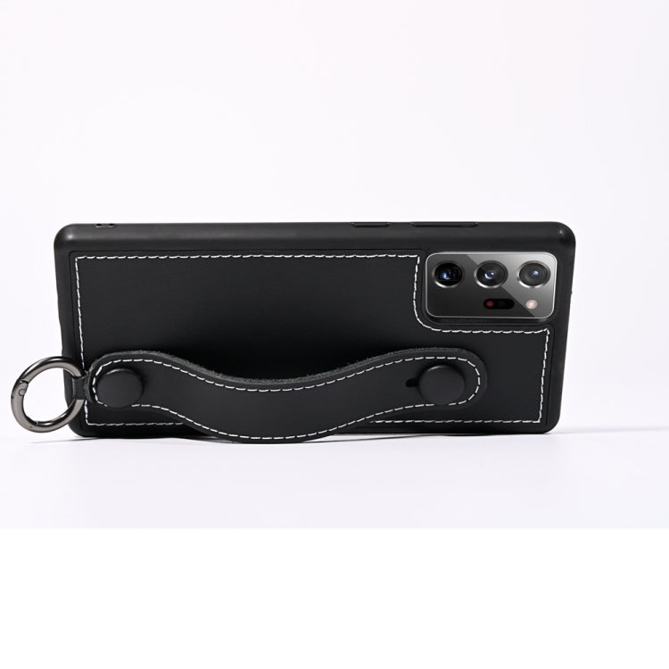 For Samsung Galaxy Note 20 Ultra Top Layer Cowhide Shockproof Protective Case with Wrist Strap Bracket