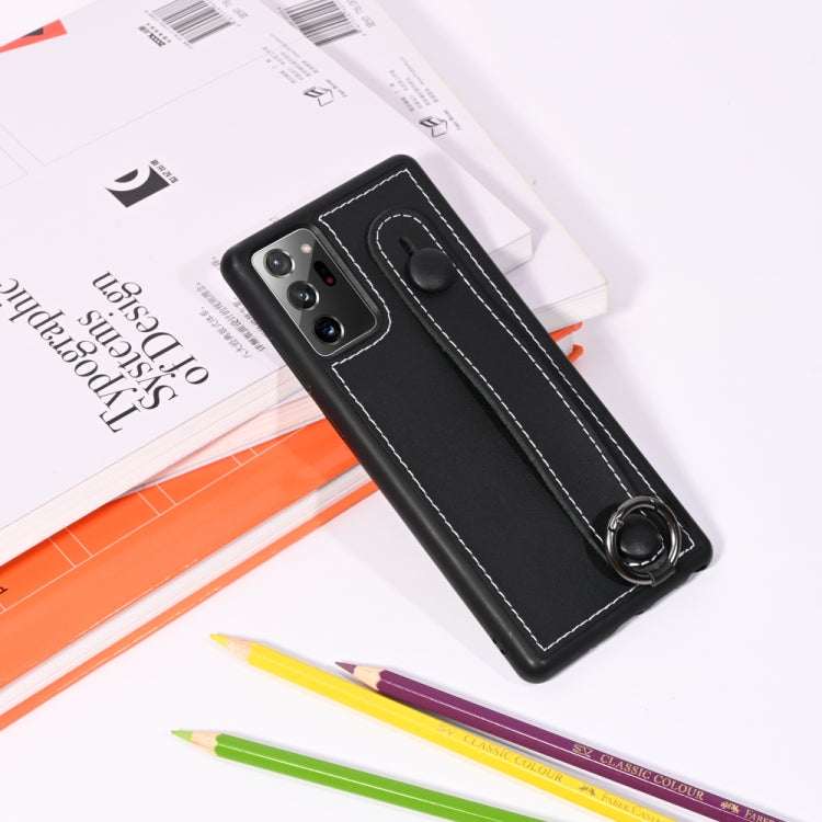For Samsung Galaxy Note 20 Ultra Top Layer Cowhide Shockproof Protective Case with Wrist Strap Bracket
