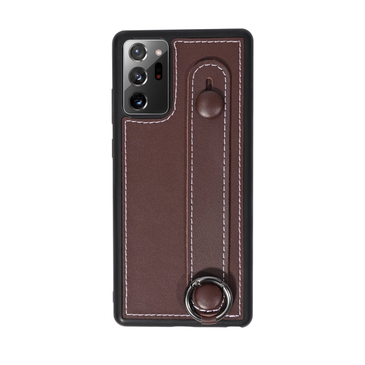 For Samsung Galaxy Note 20 Ultra Top Layer Cowhide Shockproof Protective Case with Wrist Strap Bracket
