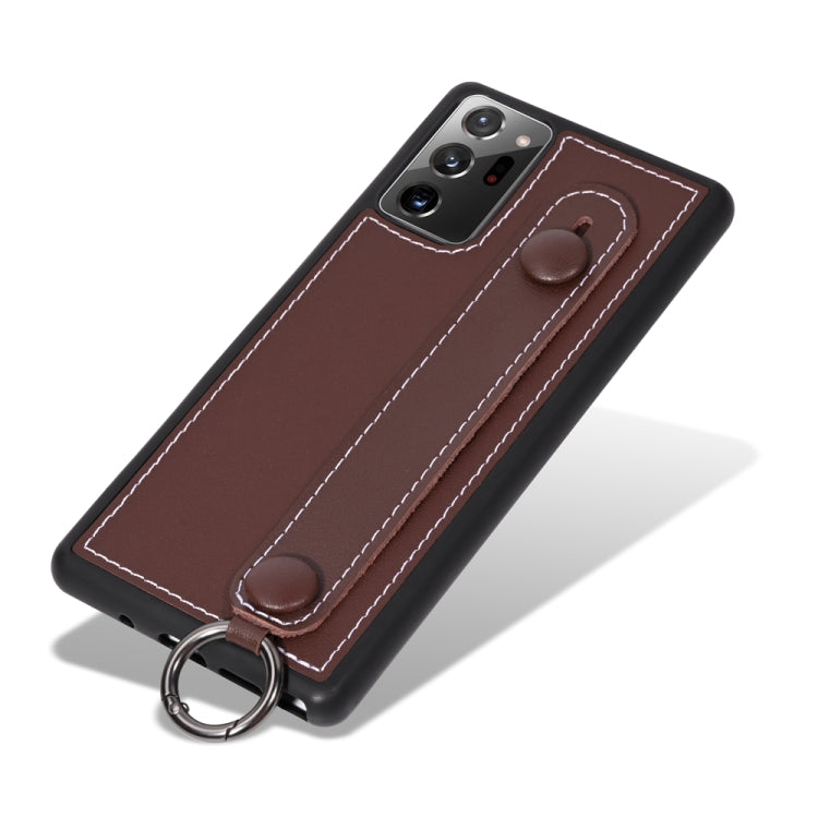 For Samsung Galaxy Note 20 Ultra Top Layer Cowhide Shockproof Protective Case with Wrist Strap Bracket