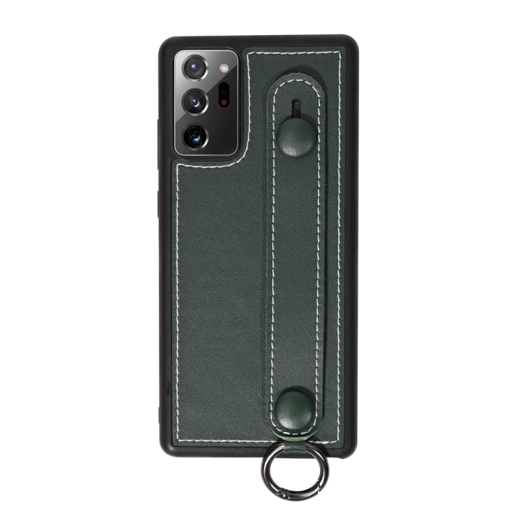 For Samsung Galaxy Note 20 Ultra Top Layer Cowhide Shockproof Protective Case with Wrist Strap Bracket