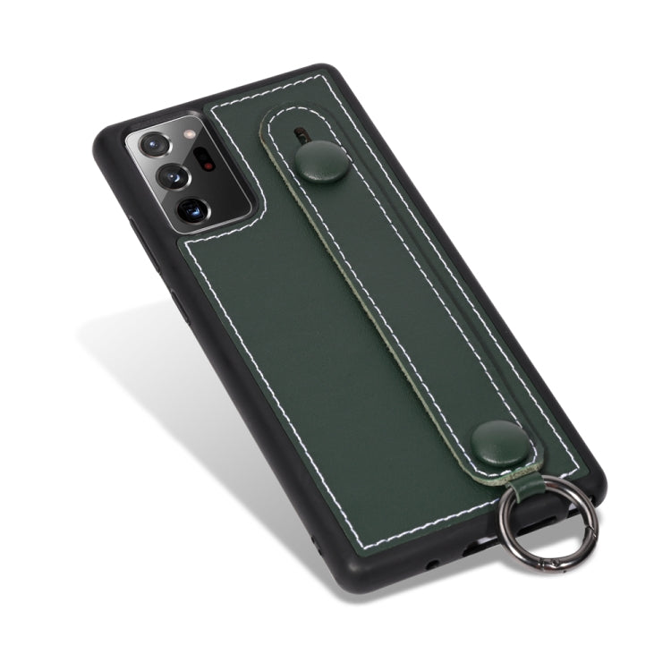 For Samsung Galaxy Note 20 Ultra Top Layer Cowhide Shockproof Protective Case with Wrist Strap Bracket