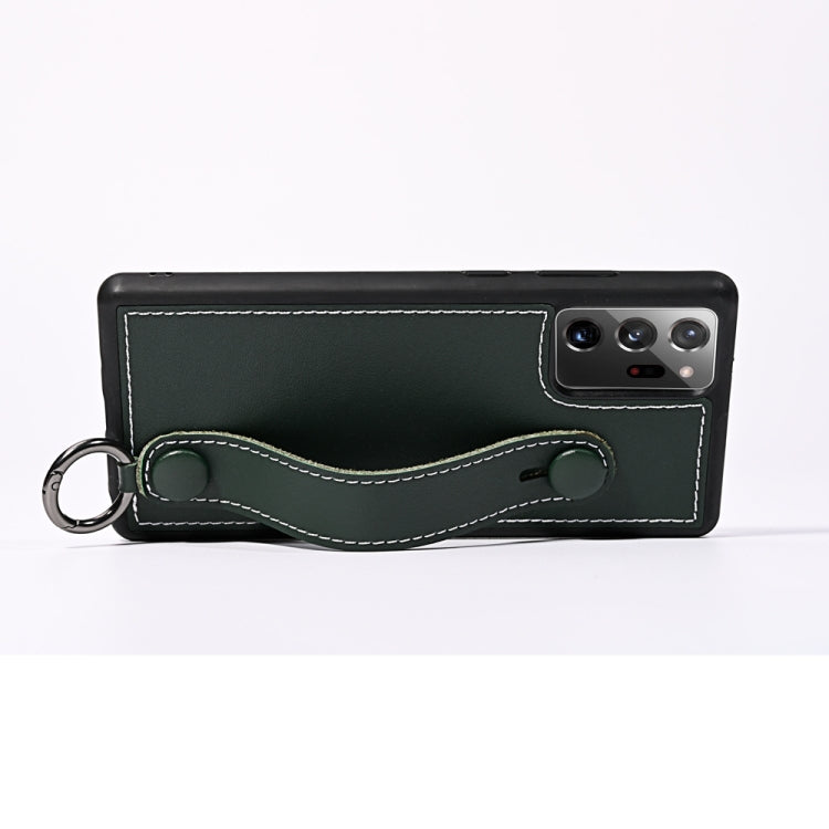 For Samsung Galaxy Note 20 Ultra Top Layer Cowhide Shockproof Protective Case with Wrist Strap Bracket