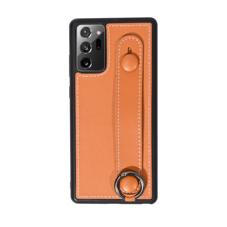 For Samsung Galaxy Note 20 Ultra Top Layer Cowhide Shockproof Protective Case with Wrist Strap Bracket