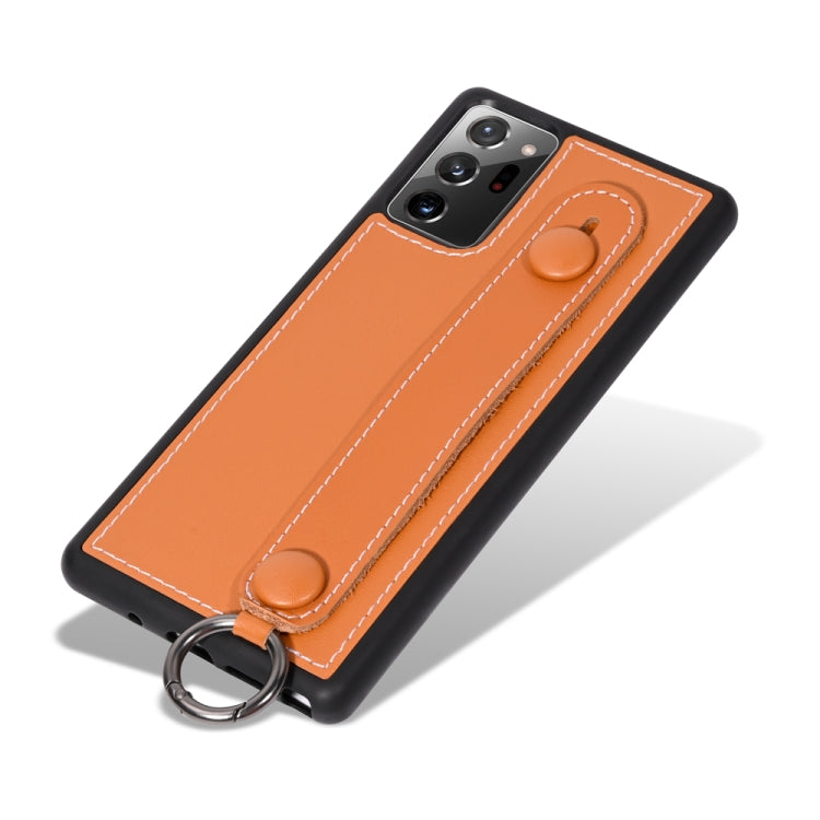 For Samsung Galaxy Note 20 Ultra Top Layer Cowhide Shockproof Protective Case with Wrist Strap Bracket