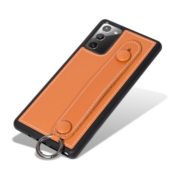 For Samsung Galaxy S20 Top Layer Cowhide Shockproof Protective Case with Wrist Strap Bracket