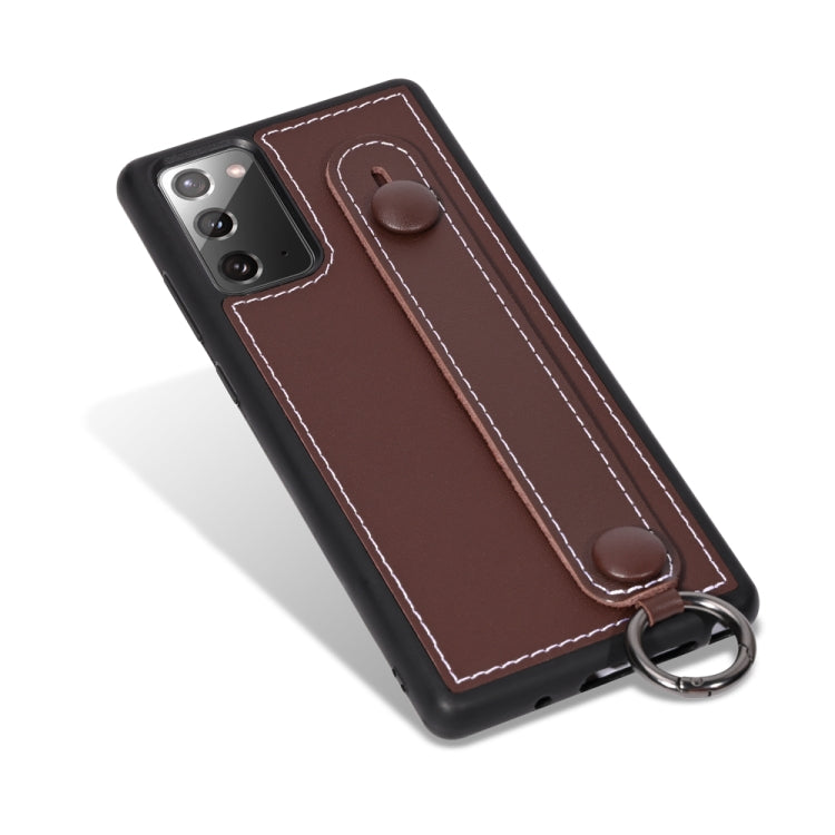 For Samsung Galaxy S20 Ultra Top Layer Cowhide Shockproof Protective Case with Wrist Strap Bracket