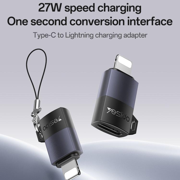 Yesido GS27 Type-C Female to 8 Pin Male Charging Adapter - Black
