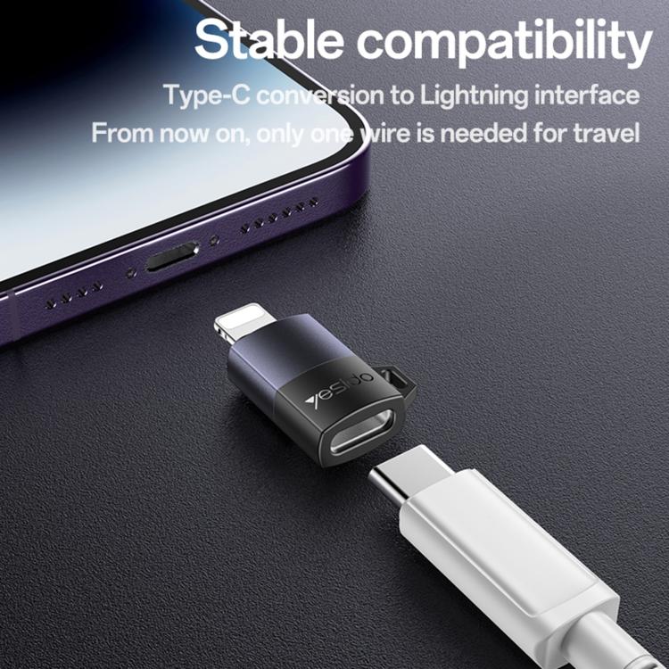Yesido GS27 Type-C Female to 8 Pin Male Charging Adapter - Black